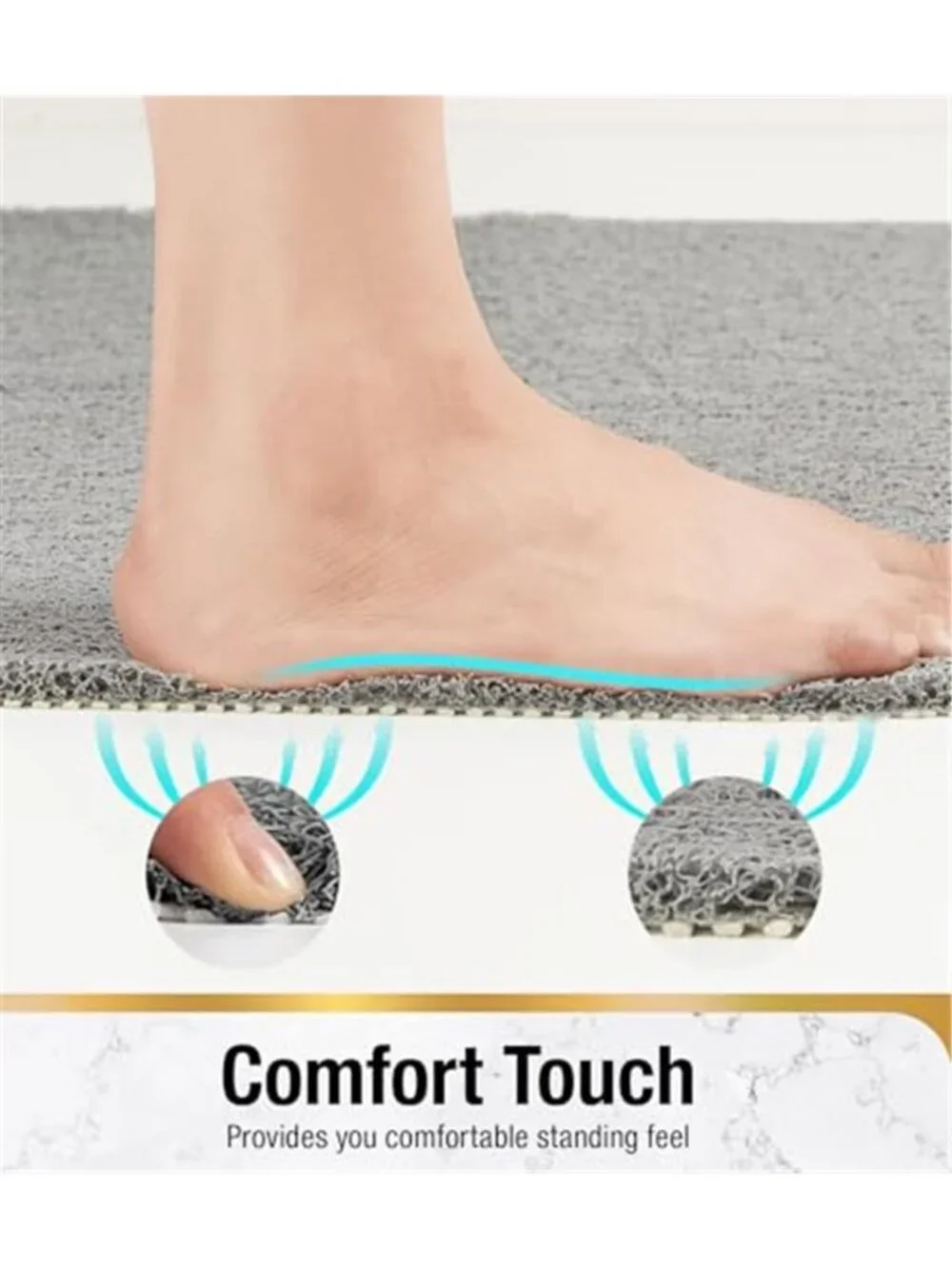 Non Slip Shower Mat PVC Bath Tub Safety Mat Quick Dry Drainage 24x24 Inch